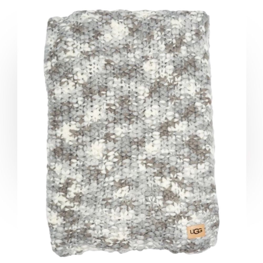 NWT UGG Sylvia Throw Stone Gray Multicolor Chunky Knit Blanket New